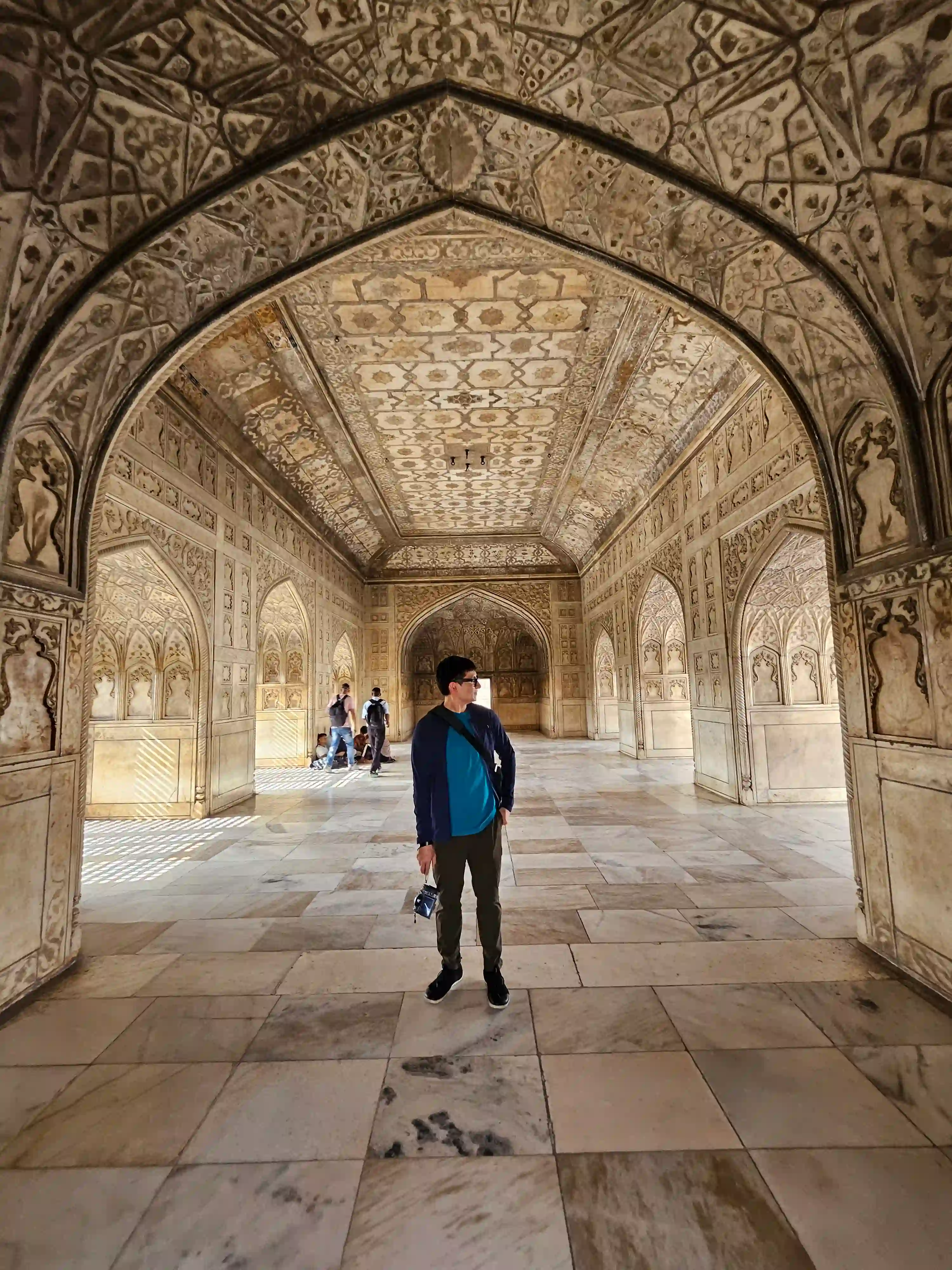 Red sandstone ramparts of Agra Fort
